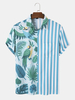 Hommes Végétaux & Parrot Striped Patchwork Tous les chemises adaptées à la peau