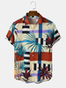 Hommes Végétaux Patched Short Sleeve Soft Leisure All Matched Skin Friendly Shirts