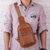 Hommes Vintage Casual Multi-Layer En Cuir Véritable Stockage De Téléphone Portable Sac À Bandoulière Sac Poitrine