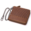Hommes Véritable Chaîne En Cuir RFID Blocage Anti-vol Zipper Multi-slot Titulaire De La Carte Portefeuille