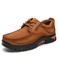 Hommes Véritable cuir de vache évider mocassins de randonnée en plein air respirant