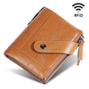 Hommes Véritable Cuir RFID Blocage Vintage Double Zipper Cartes Titulaire Portefeuille
