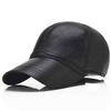 Hommes Véritable peau de mouton en cuir casquette de baseball noir réglable sport visière chapeaux