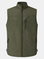 Hommes Zipper Multi-poches Col Haut Sports de Plein Air Gilet Chaud Gilets