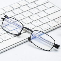Hommes Portable Pliant Télescopique Miroir Jambes Anti-lumière Bleue Presbytie Lunettes Avec Boîte