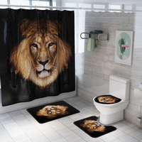 Honana 4 PCS salle de bain imperméable rideau de douche piédestal tapis couvercle couvercle de toilette tapis de bain dé