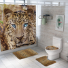 Honana 4 PCS Salle De Bains Imperméable Rideau De Douche Animal Léopard MotifToilette Housse De Siège Piédestal Tapis Ta