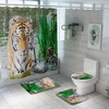 Honana 4 PCS Salle De Bains Imperméable Rideau De Douche Animal Tigre Motif Tapis De Bain Siège De Toilette Couverture P