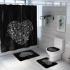 Honana 4 pièces salle de bain étanche rideau de douche couvercle couvercle de toilette piédestal tapis tapis de bain déc