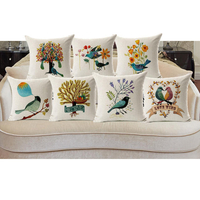 Honana 45x45 cm Maison Décoration Fleur et Oiseau 7 Modèles Facultatifs Coton Taie doreiller en lin