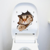 Honana BD-548 3D mur cassé chat chienchien Animal Wall Sticker Toliet siège autocollant salle de bain décoration décalqu