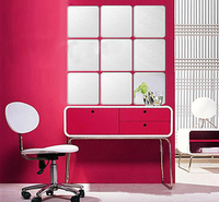 Honana BX-190 miroir 3D acrylique argent autocollant mural décalcomanie salle de bain bricolage carré miroir autocollant