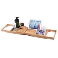 Honana BX-816 Baignoire en bambou extensible Porte-verre en verre Caddy Bac sur la baignoire Support pour rack Support