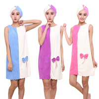 Honana BX-969 flanelle Soft jupes absorbantes Salon peignoir femmes SPA serviette de bain avec bonnet sec