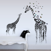 Honana DX-368 3D Giraffe Sticker papillon coloré pour mur Autocollant amovible Applique décoration pour chambre à couche