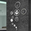 Honana DX-X1 Écrans en quartz autocollants en miroir acrylique créatif 3D Montre grande décoration intérieure