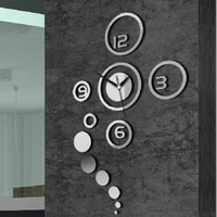 Honana DX-X1 Écrans en quartz autocollants en miroir acrylique créatif 3D Montre grande décoration intérieure