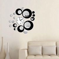 Honana DX-X6 Créatif 3D Acrylique Miroir Mur Autocollant Quartz Horloges Montre Grand Décor de Maison