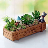 Honana HG-GP5 Multifonctionnel Vintage Jardinière en bois naturel Jardin Succulent Rectangle Flower Pot