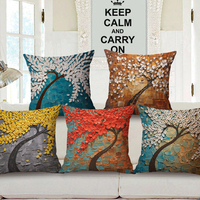 Honana43x43cm3DVintageFleur Éléphant Coton Lin Taie doreiller Housse de Coussin Accue