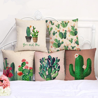 Honana 45x45 cm Cactus 5 modèles en option coton lin canapé taie doreiller Housse de coussin
