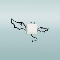 HonanaCreativeDevilBatSwitchAutocollant Bande Dessinée Batte Étanche Vinyle Wall Decor Aut