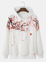 Hoodies à cordon de serrage imprimé paysage pour hommes avec poche kangourou