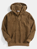 Hoodies à manches longues avant de demi-bouton de texture de couleur unie pour hommes avec poche