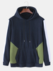 Hoodies à manches longues de cordon de couleur unie de patchwork de conception des hommes avec la poche