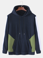Hoodies à manches longues de cordon de couleur unie de patchwork de conception des hommes avec la poche