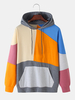 Hoodies à manches longues de poche kangourou de couleur unie patchwork coloré pour les hommes