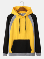 Hoodies aériens de cordon de patchwork de bloc de couleur des hommes avec la poche de poche