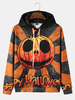Hoodies décontractés de dessin animé drôle de citrouille dHalloween pour hommes