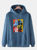 Hoodies de cordon de serrage dépaule de baisse de coton de lettre de bande dessinée pour hommes avec la poche de po