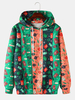Hoodies de cordon dimpression de bande dessinée de bloc de couleur des hommes de Noël avec la poche