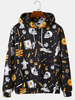 Hoodies de cordon dimpression délément de dessin animé dHalloween pour hommes avec poche kangourou