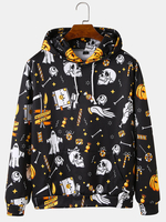 Hoodies de cordon dimpression délément de dessin animé dHalloween pour hommes avec poche kangourou