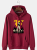 Hoodies de doublure chauds à manches longues dimpression animale de bande dessinée pour hommes avec la poche
