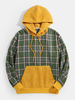 Hoodies de poche à manches longues en velours côtelé à carreaux vintage pour homme