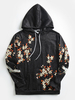 Hoodies de poche de style ethnique dimpression florale de grue blanche des hommes