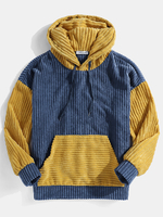 Hoodies de poche kangourou en velours côtelé pour homme