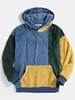 Hoodies de poche kangourou en velours côtelé vintage pour homme