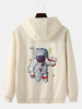 Hoodies de poche kangourou pour hommes de dessin animé astronaute dans le dos