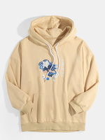 Hoodies de style ethnique dépaule de baisse dimpression de chat de bande dessinée pour hommes avec la poche