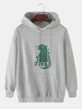 Hoodies dépaule de baisse dimpression de dinosaure de bande dessinée pour hommes avec la poche de kangourou