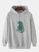 Hoodies dépaule de baisse dimpression de dinosaure de bande dessinée pour hommes avec la poche de kangourou