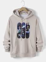 Hoodies dépaule de baisse dimpression de graffiti de planche à roulettes drôle de coton pour hommes avec la po