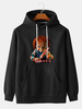 Hoodies lâches décontractés solides pour hommes Halloween Kid Chest Print avec poche kangourou