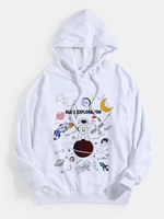 Hoodies mignons de coton dépaule de baisse dimpression de planète dastronaute de dessin animé pour hommes
