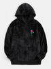 Hoodies noirs en peluche avec broderie rose pour homme